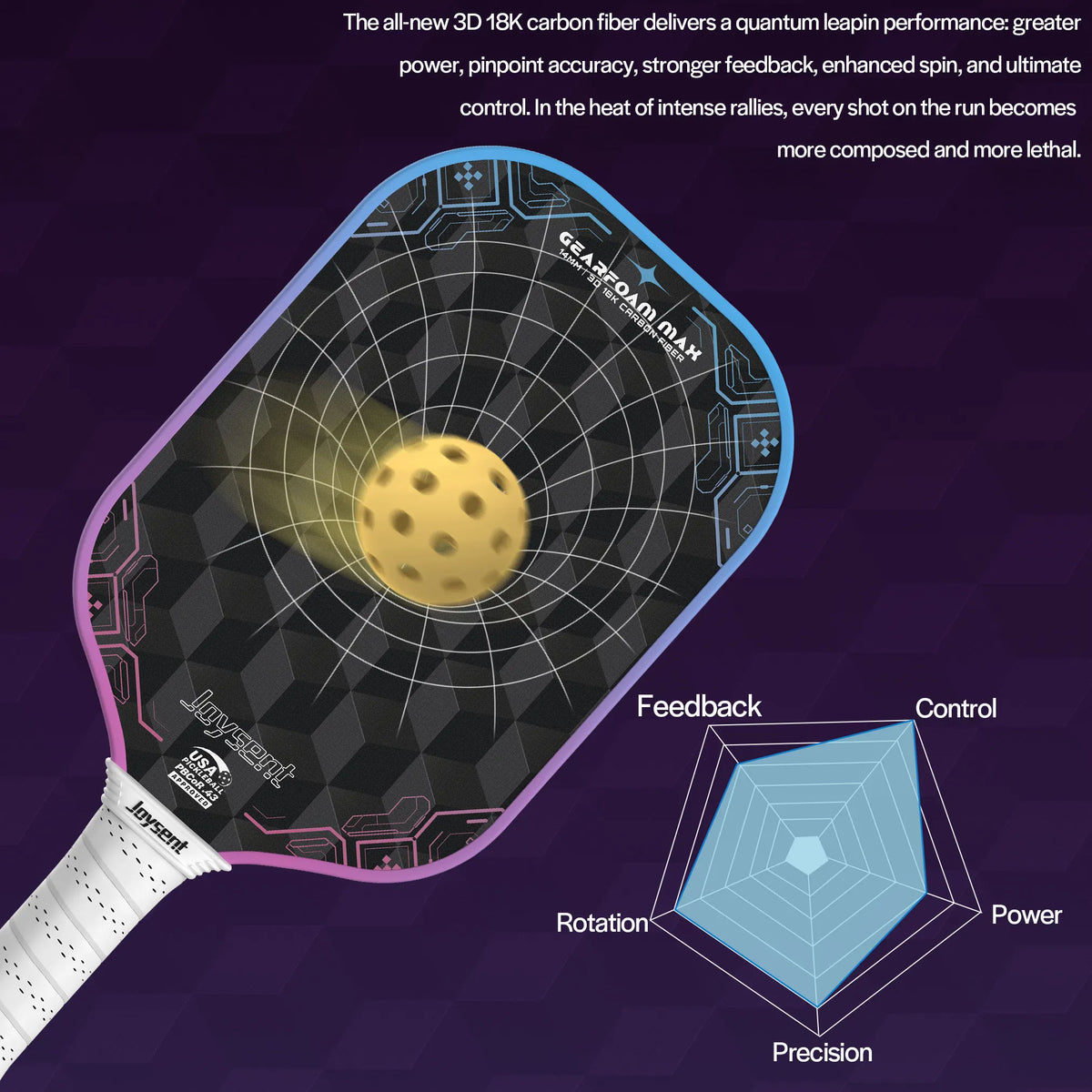 18K 3D-Weave Power Pickleball Paddle - product photo 4