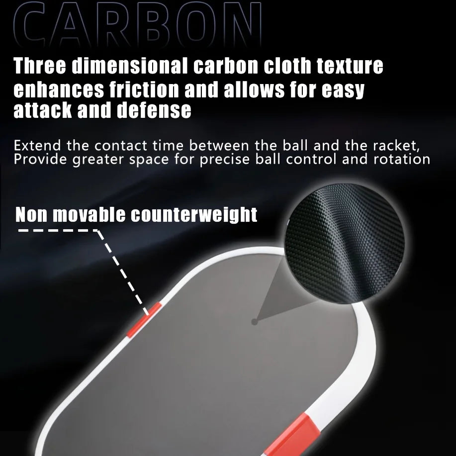 Counterweighted Raw-Carbon Pickleball Paddle - view 4