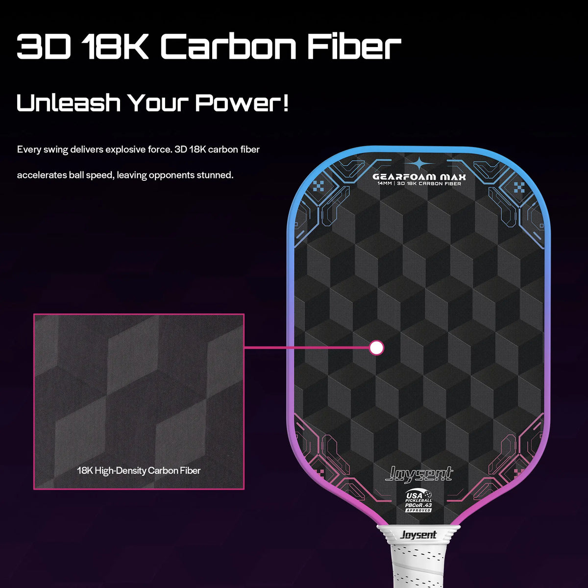18K 3D-Weave Power Pickleball Paddle - product photo 3