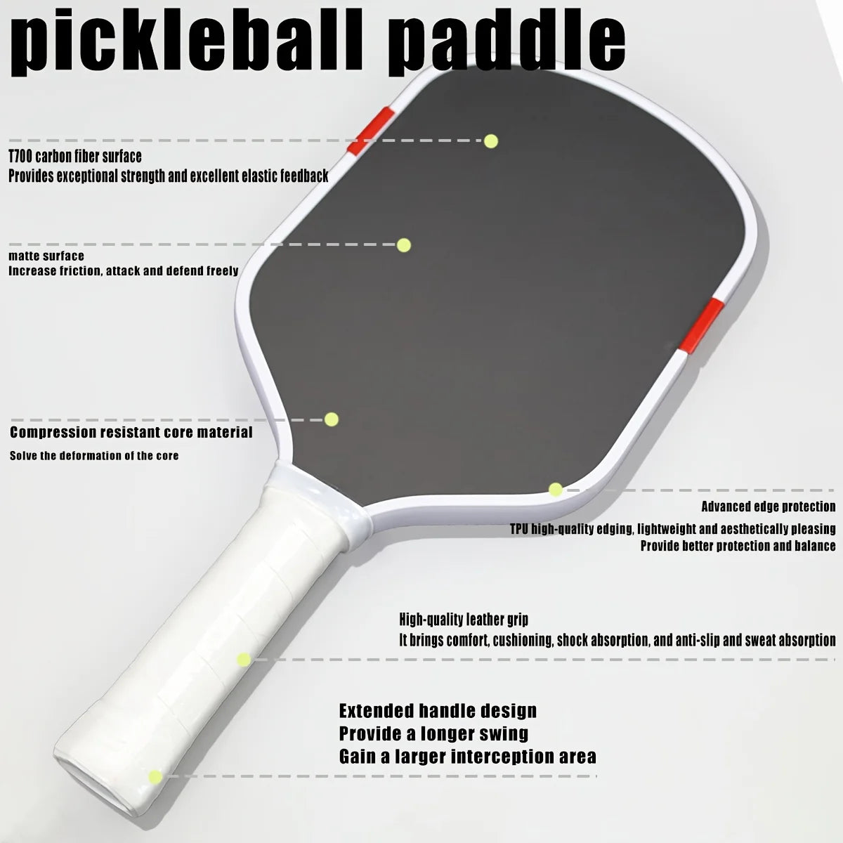 Counterweighted Raw-Carbon Pickleball Paddle - view 2